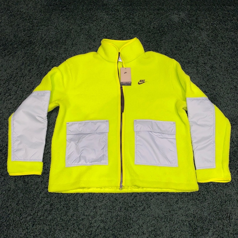 NWT Nike Sportswear Essentials Sherpa Fleece Volt Jacket Mens Sz L DD5021-345